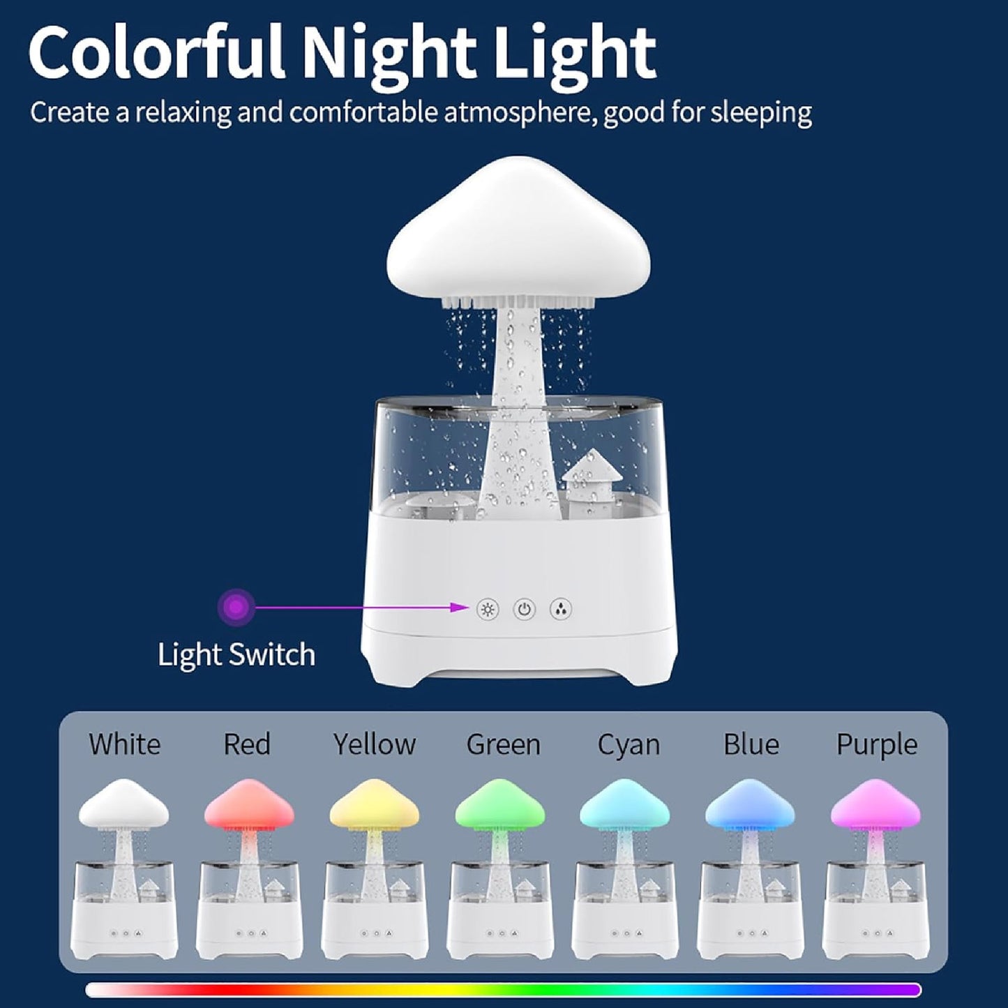 Humidificador Nube De Lluvia Lampara Led Parlante