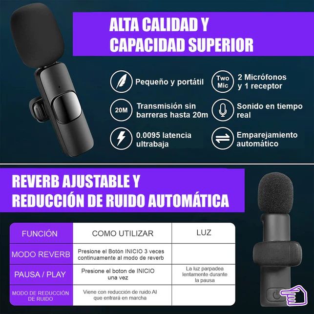 Micrófono Solapa Inalámbrico Doble Para Smartphone Tipo C - F3