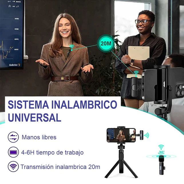 Micrófono Solapa Inalámbrico Doble Para Smartphone Tipo C - F3